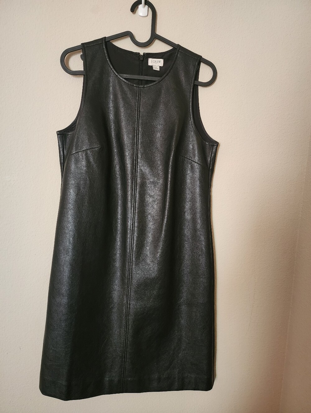 J. Crew Black Faux-Leather Sleeveless Shift Dress